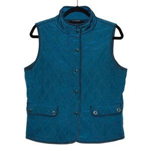 Talbots Dark Teal Blue Quilted Fleece-Lined Vest